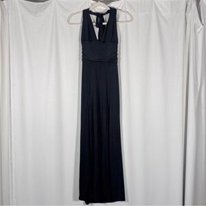 URS Black Halter Neck Midi Dress w/ Side Slit